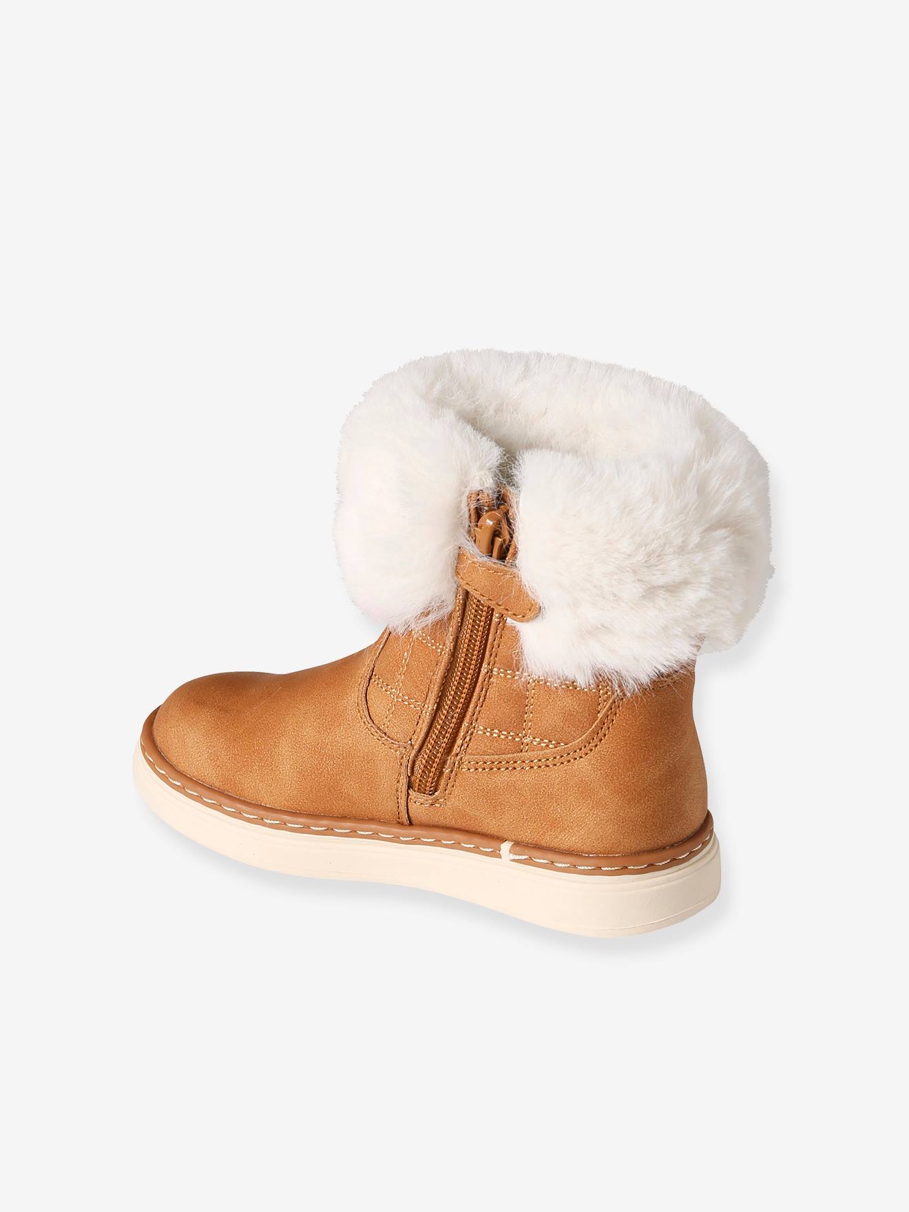 Boots zippées fourrées fille collection maternelle camel