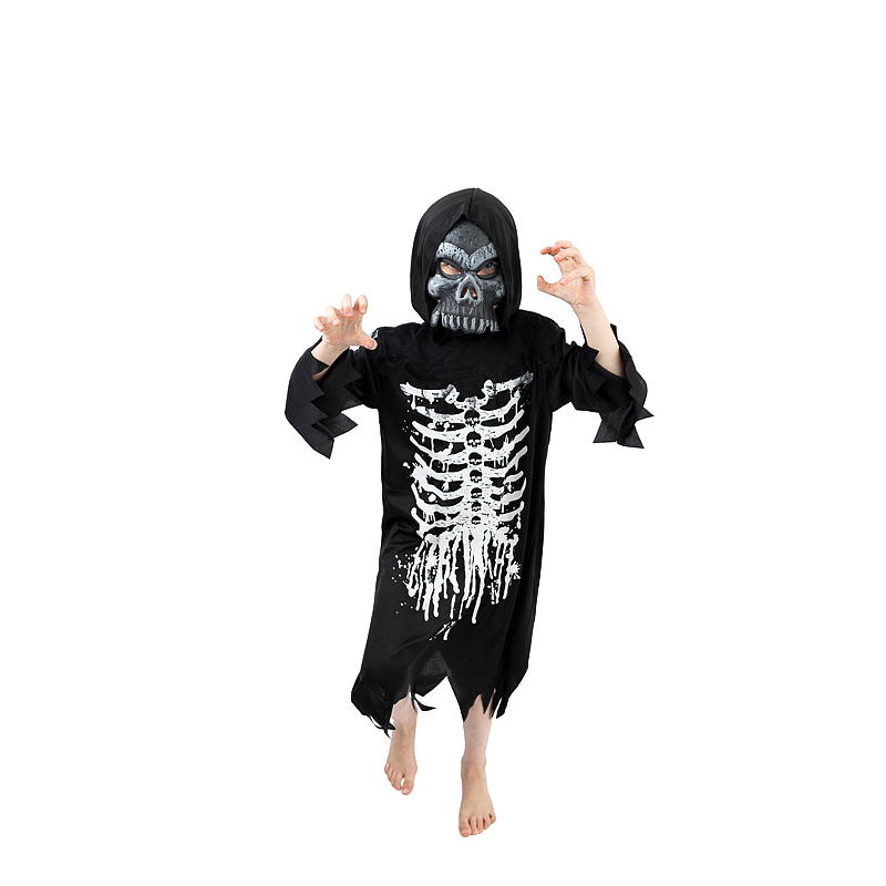Time 2 Change Halloweendrakt str 4-6 år skjelett m/hansker