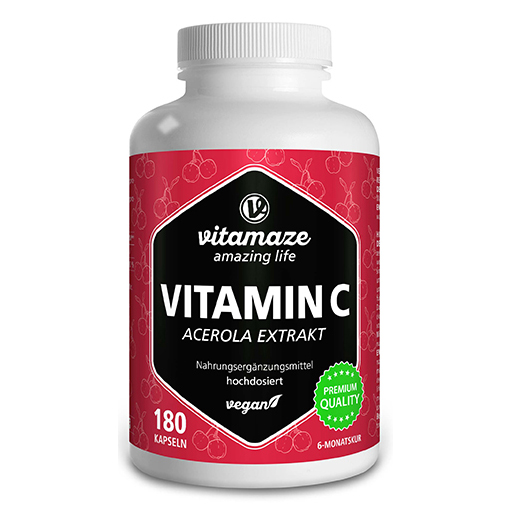 VITAMIN C 160 mg Acerola Extrakt pur vegan Kapseln  180 St  Kapseln