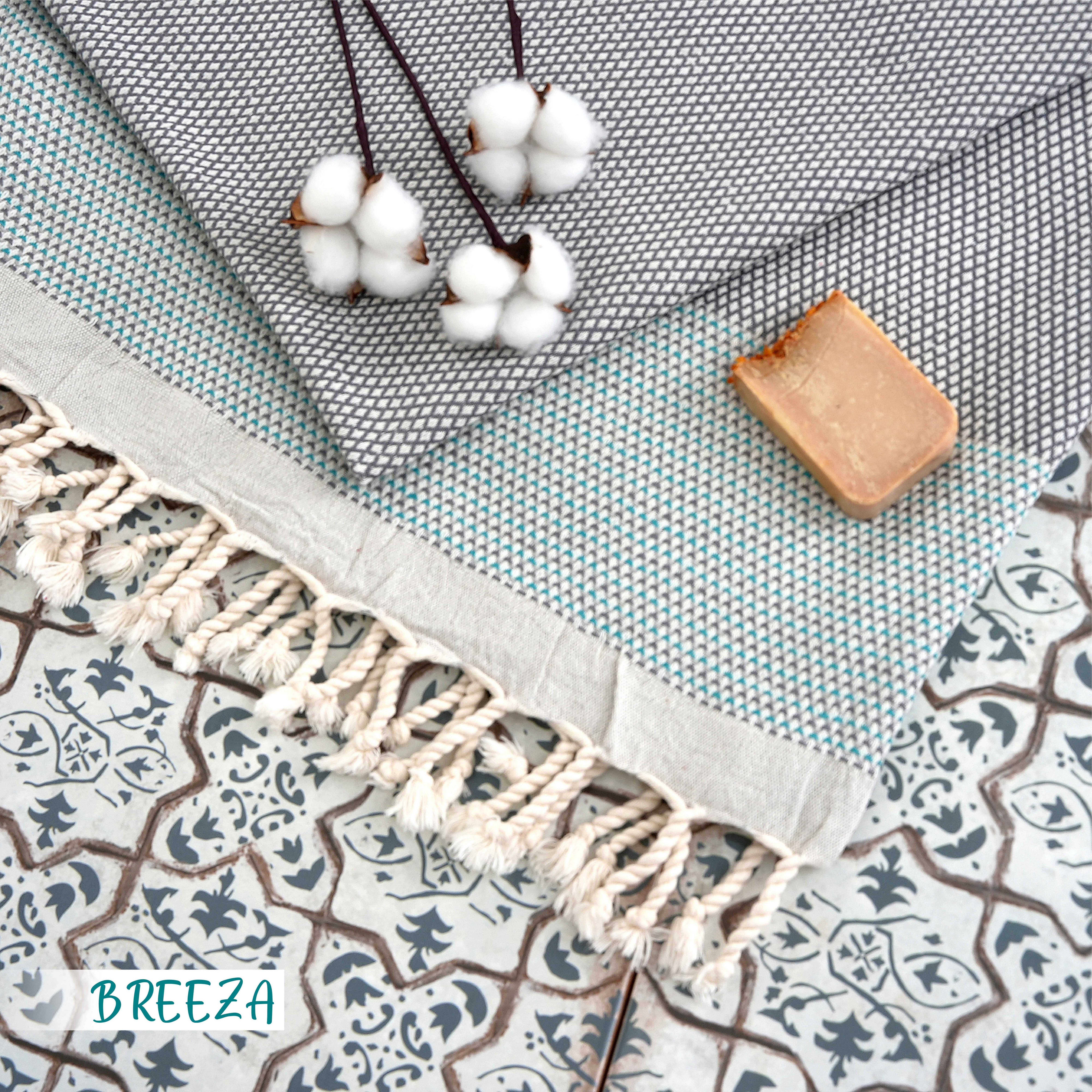 Turquoise Home Strandtuch Breeza XXL Strandtucher 100 x 200 cm 100% Baumwolle Saunahandtuch, (1-St)