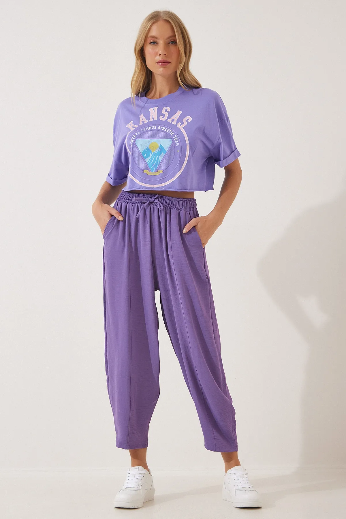 Happiness İstanbul  Lila Ayrobin Shalwar-Hose für Damen CI00036