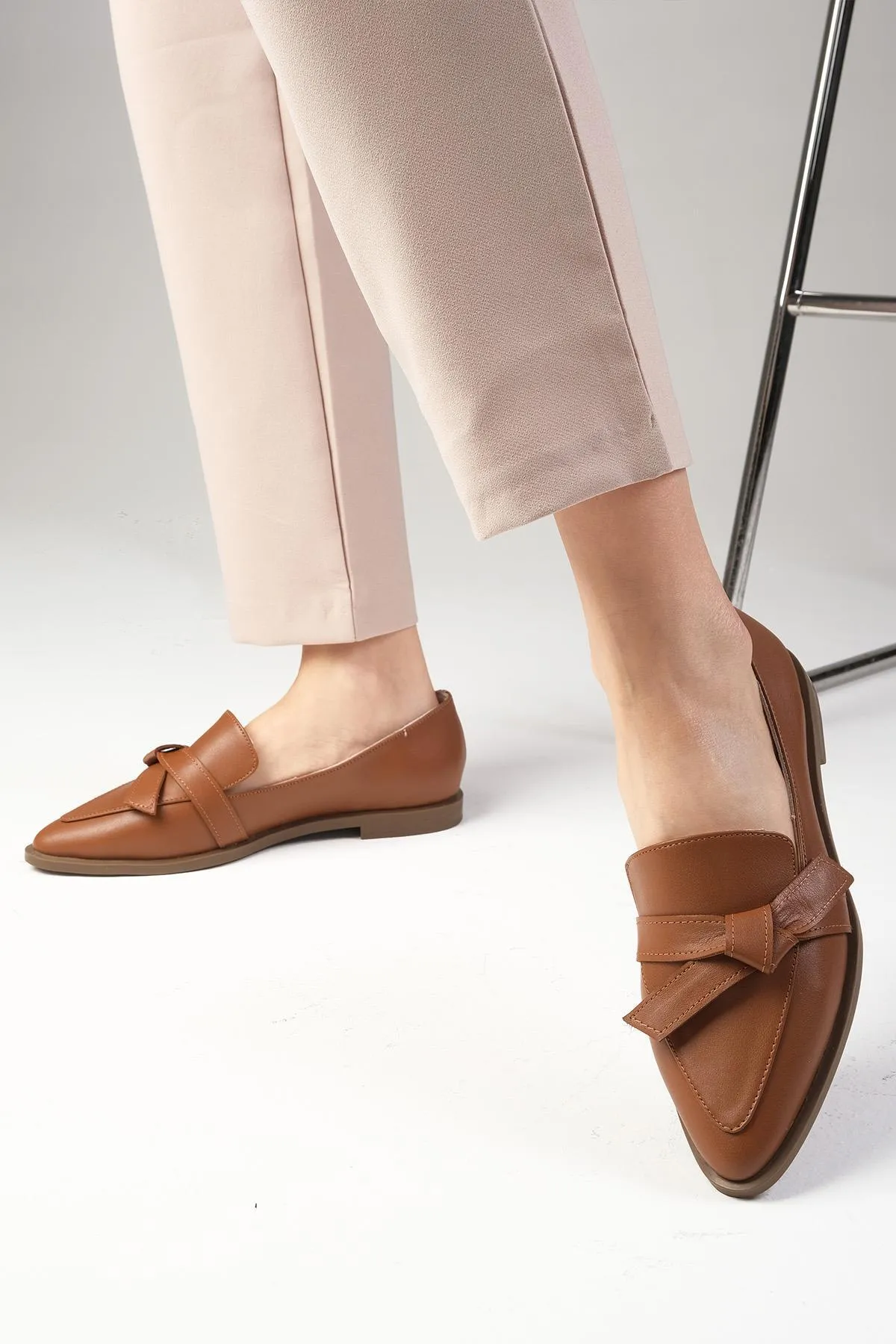 Mio Gusto  Ezra Damen-Loafer aus echtem Nerzleder, flache Schuhe für den Alltag