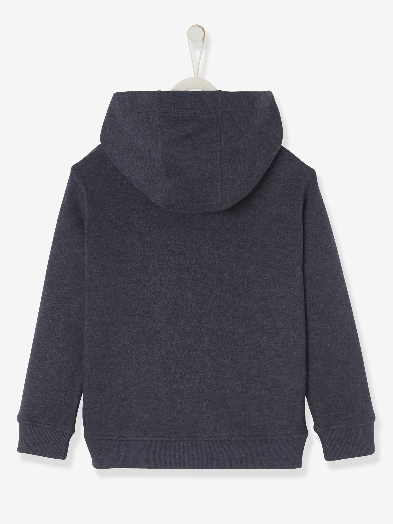 Sweat zippé à capuche Basics garçon motif graphique encre