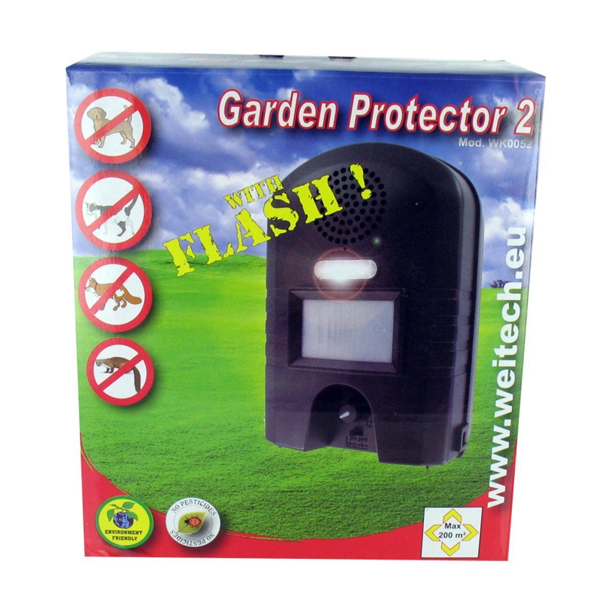 WEITECH Ultraschall-Tierabwehr Garden Protector 2 - Ultraschall Vertreiber