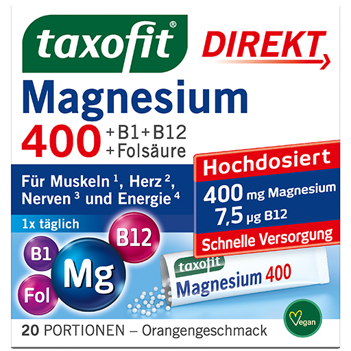 TAXOFIT Magnesium 400 B1 B6 B12 Folsäure 800 Gran.  20 St  Granulat
