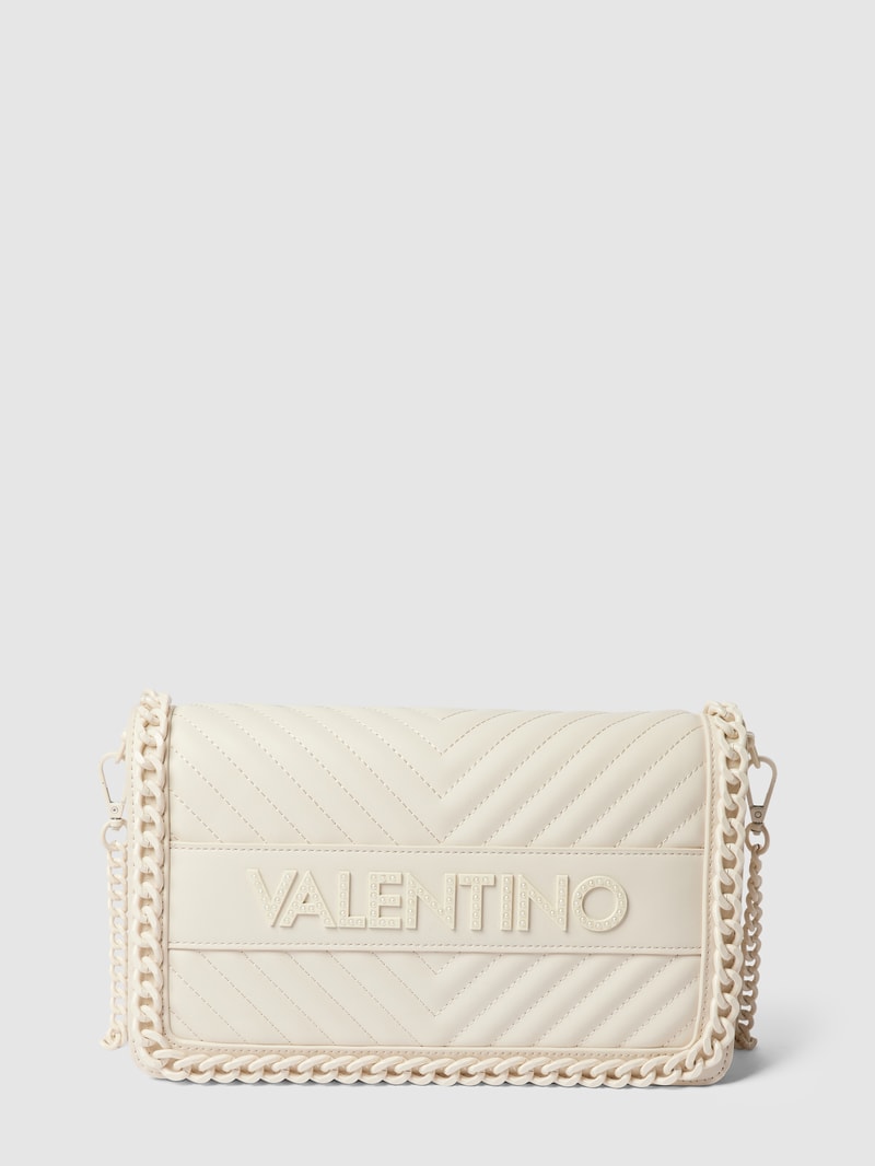 Schultertasche mit Label-Detail Modell 'ICE' in offwhite