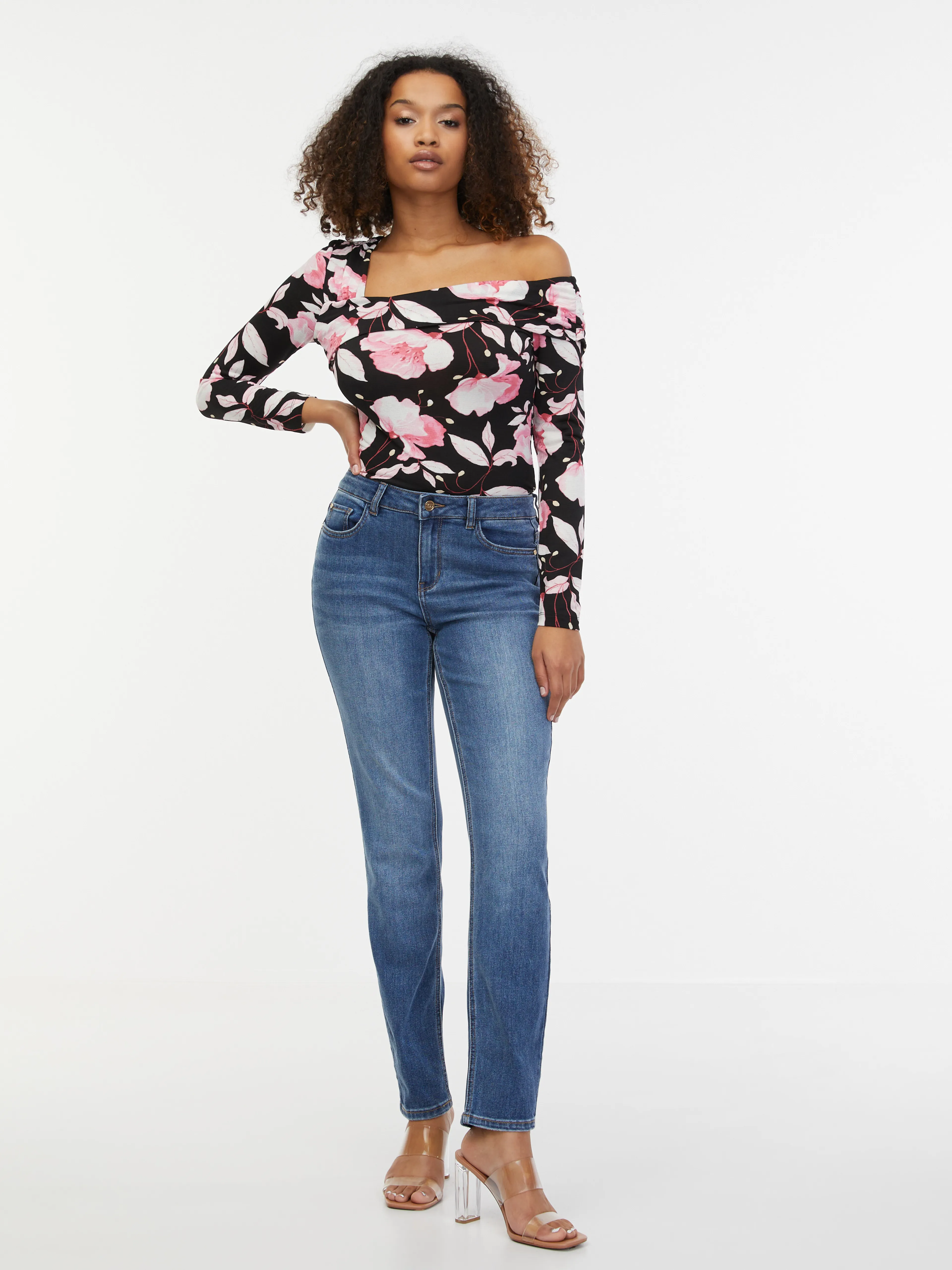 Rosa und schwarzes Damen-Blumen-Top ORSAY