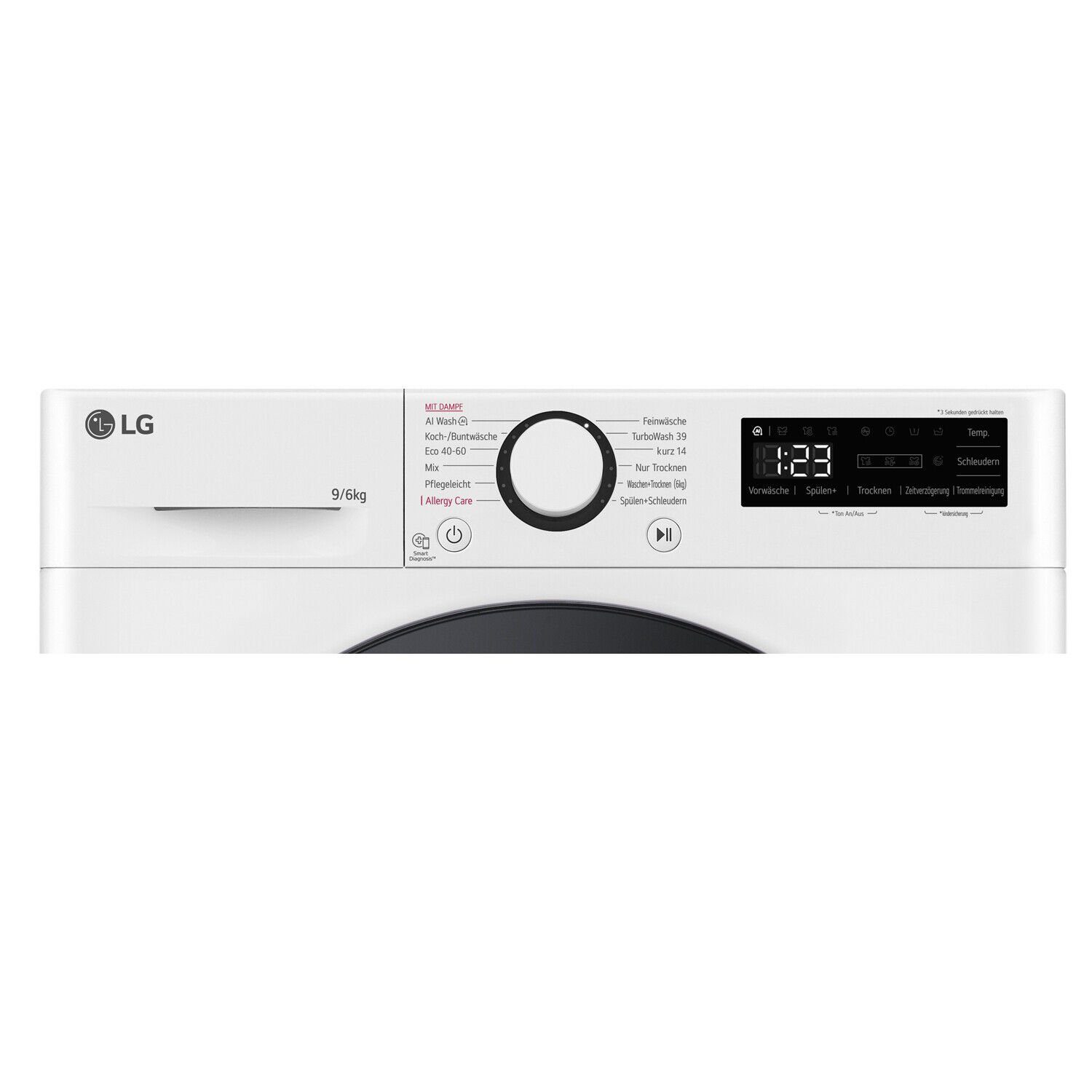 LG Waschtrockner W4WR42966, 9,00 kg, 6 kg, 1400 U/min, AI DD® / TurboWash® 360° / AquaLock® / Smart Diagnosis®