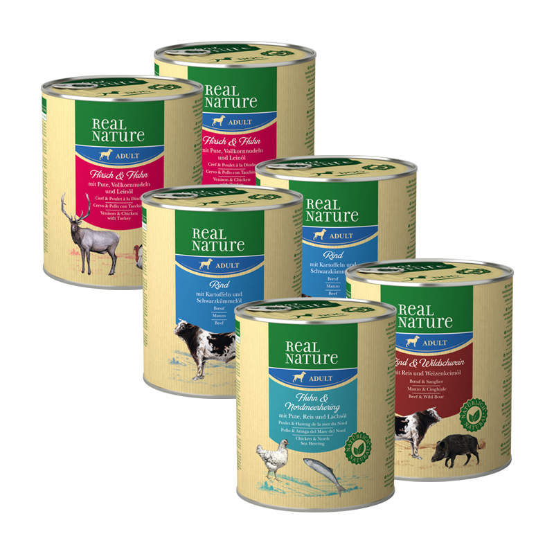 REAL NATURE Hundenassfutter REAL NATURE Adult Mixpaket 6x800g Mixpaket 1