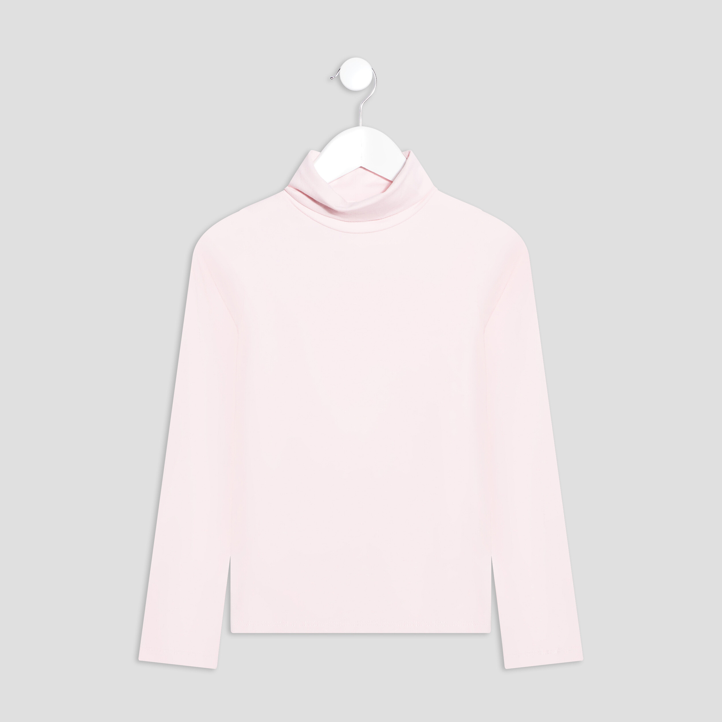 T-shirt col roulé manches longues rose clair fille | La Halle