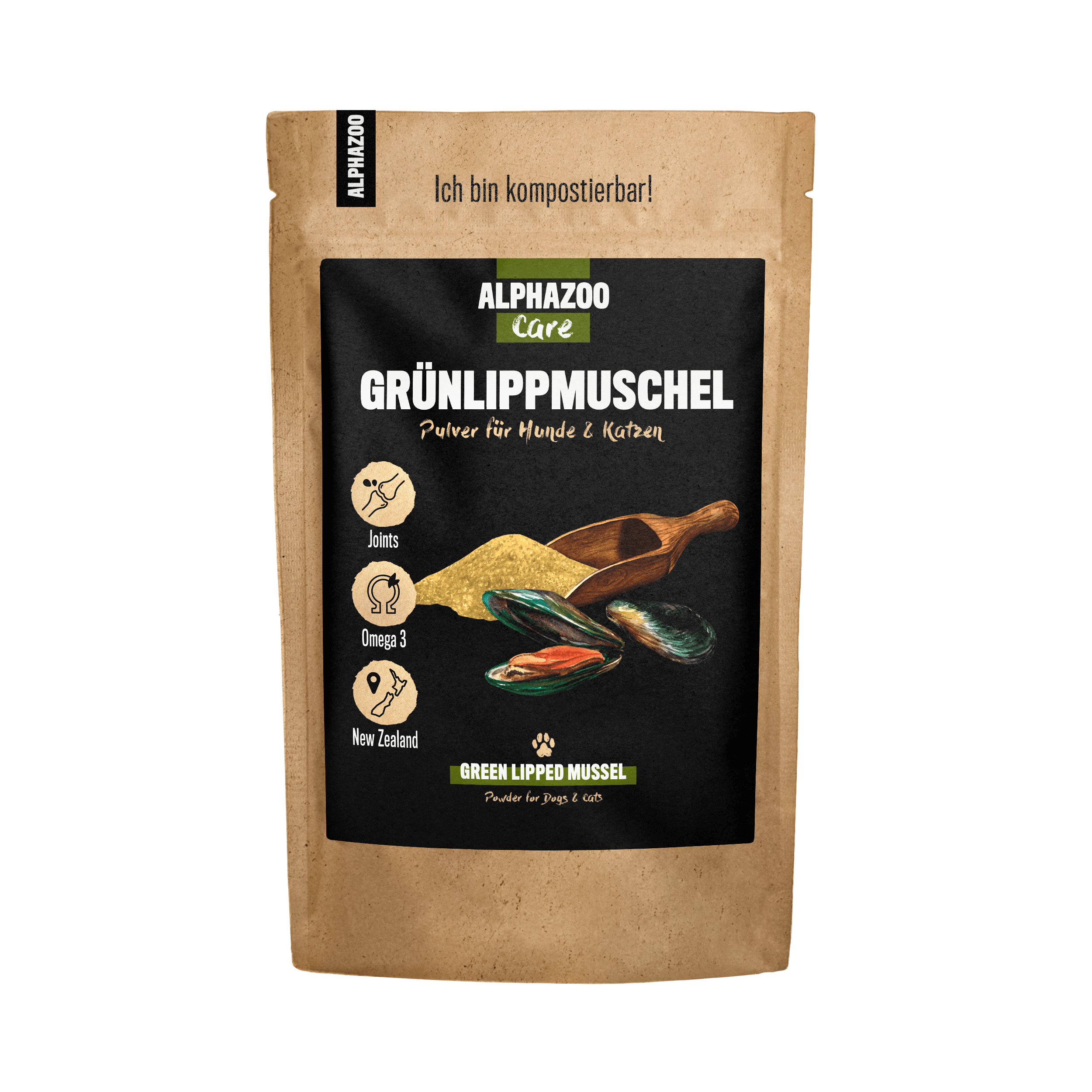 ALPHAZOO Ergänzungsfutter & Aufzucht ALPHAZOO Grünlippmuschel-Pulver für Hunde und Katzen 250 g