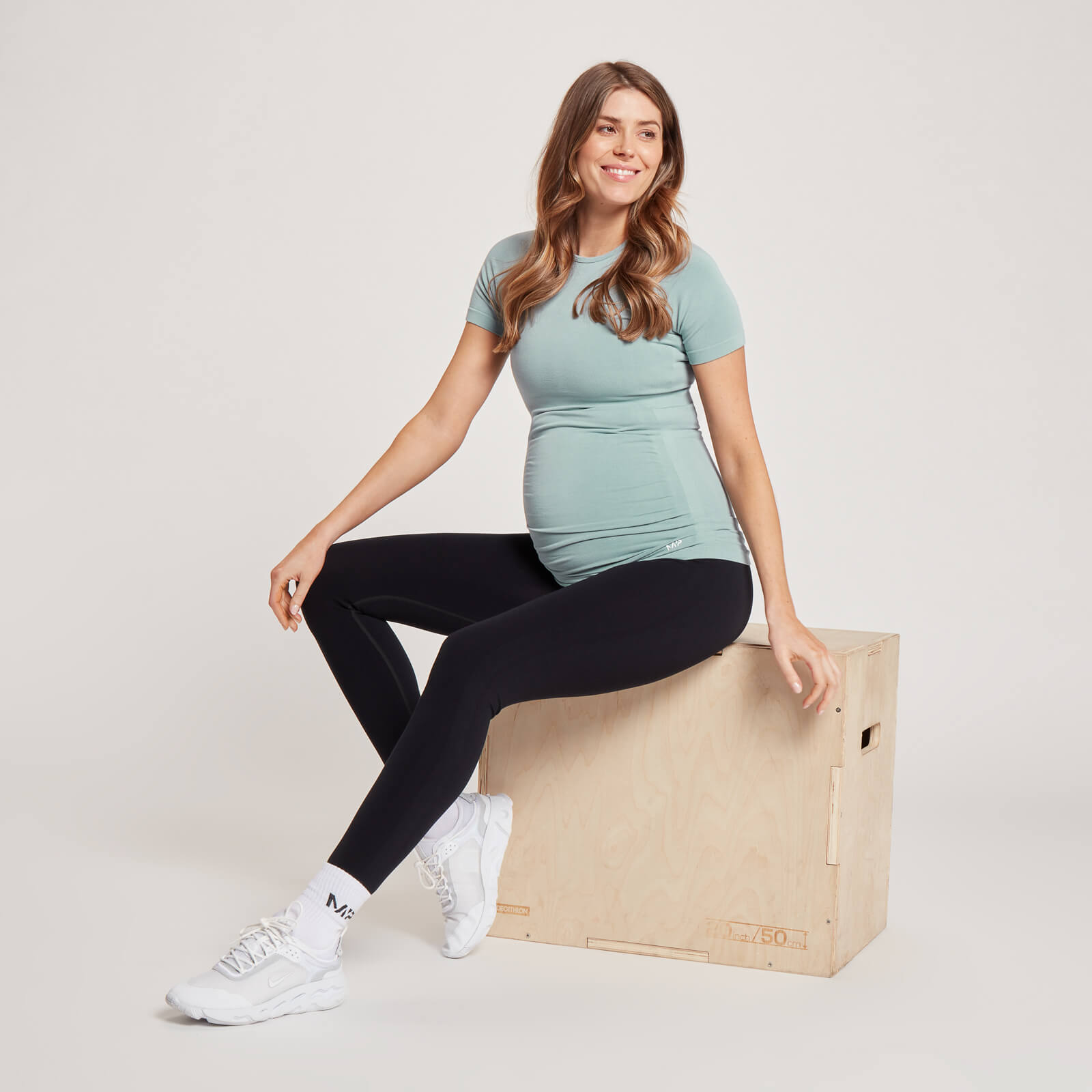 T-shirt de maternité sans coutures à manches courtes MP pour femmes – Bleu glacé
