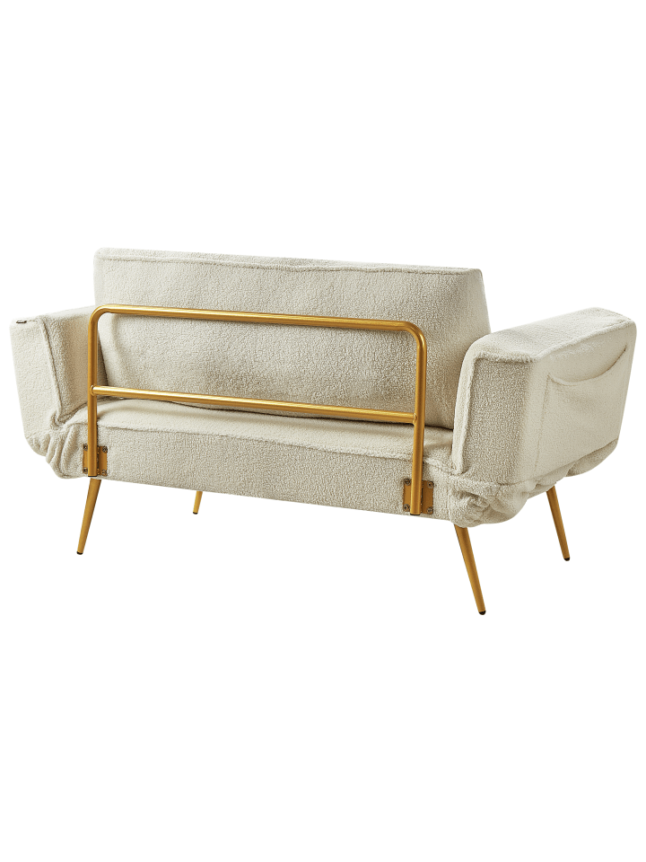 Beliani Schlafsofa SAARELA in Weiß/Gold - (W) 187 x (H) 82 x (L) 75 cm günstig kaufen onesize