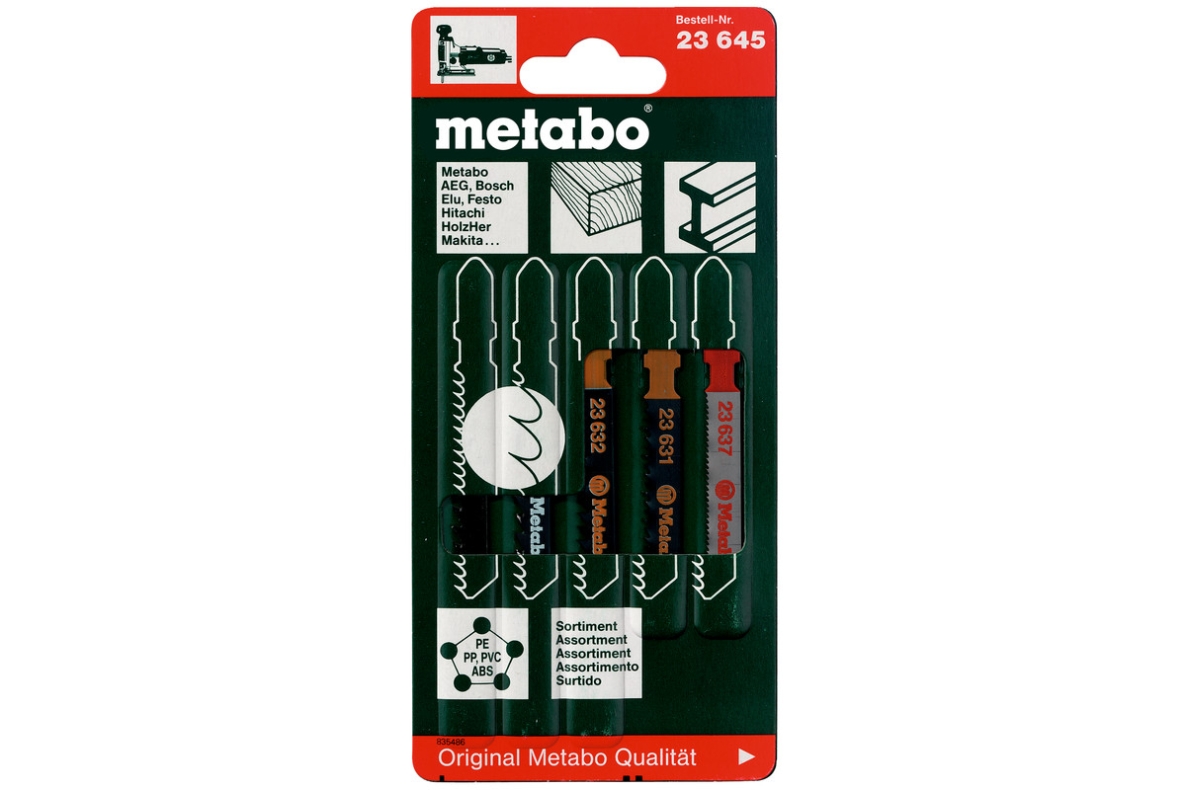 Metabo Zubehör 623645000 Stichsägeblatt-Sortiment 2, H+M+Kunststoff, 5-teilig