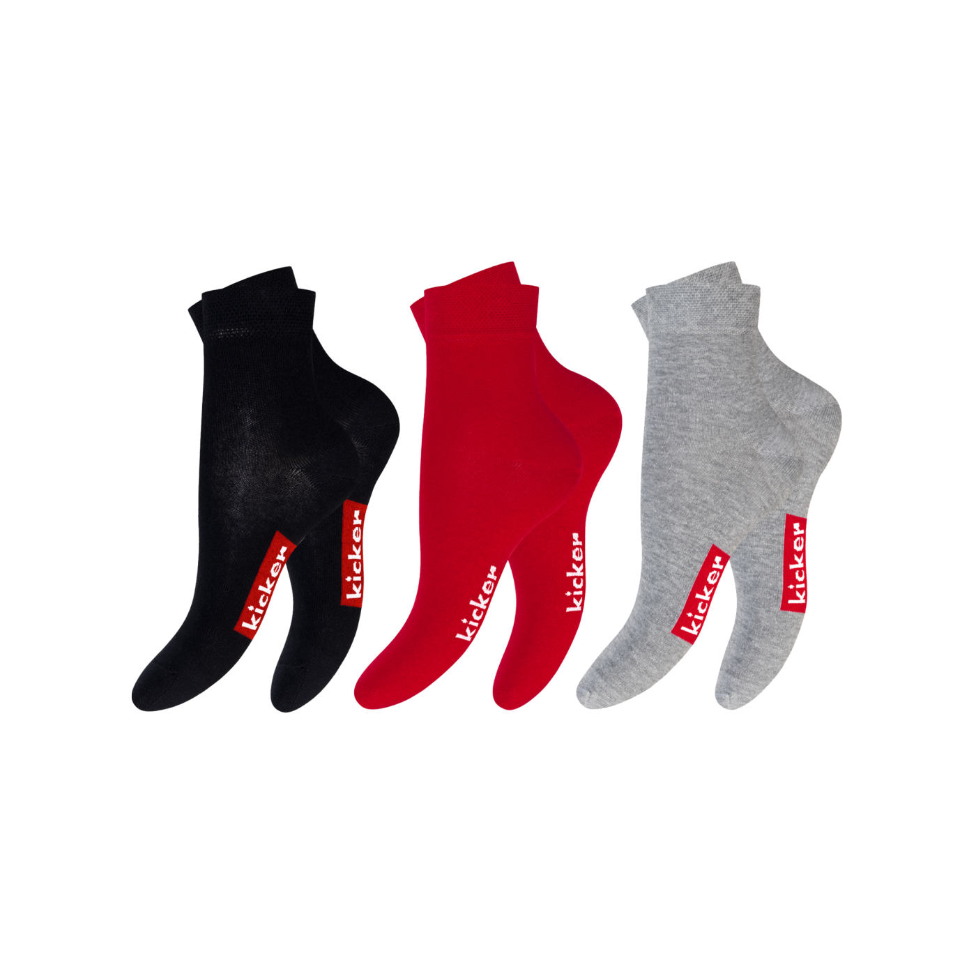 kicker Quarter Socken 3er Pack Kids Schwarz Rot