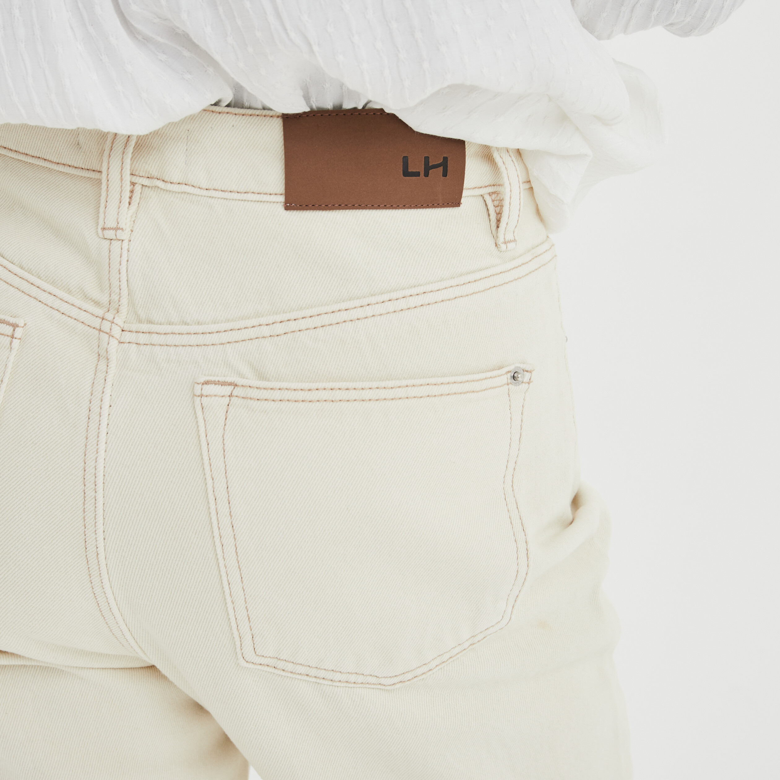 Jeans mom taille haute 7 8ème coton ecru femme | La Halle
