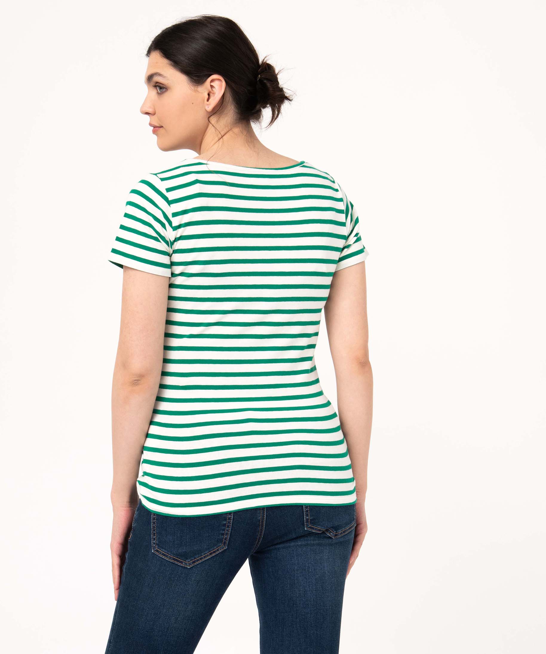 Tee-shirt de grossesse rayé à manches courtes vert | GEMO