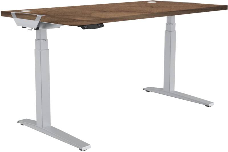 Fellowes Levado Elektrisch Höhenverstellbar Sitz-Stehschreibtisch Rechteckig Walnuss T-Fuß 1.829 (B) x 698 (T) x 1.257 (H) mm MFC (Melaminbeschichtete Spanplatte), PVC (Polyvinylchlorid), Stahl