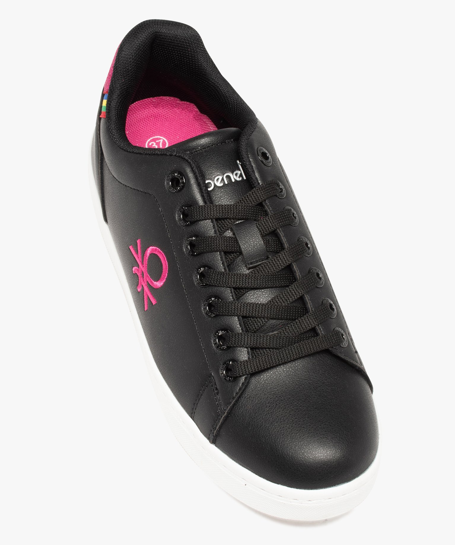 Baskets femme unies à détails contrastés – Benetton noir | GEMO