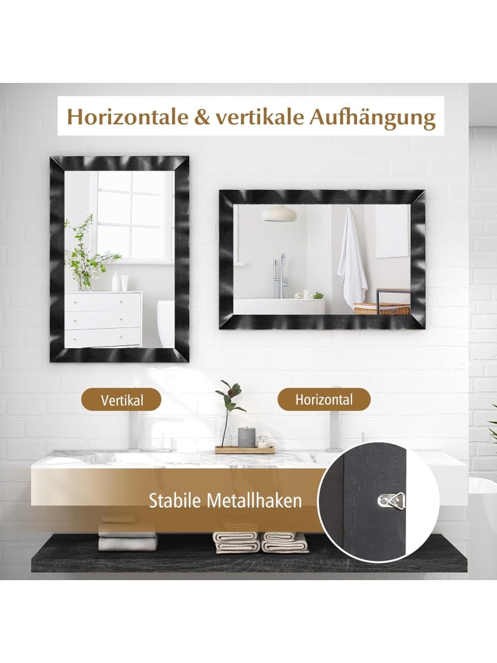 COSTWAY Wandspiegel 106 x 71.5 cm in Schwarz günstig kaufen onesize