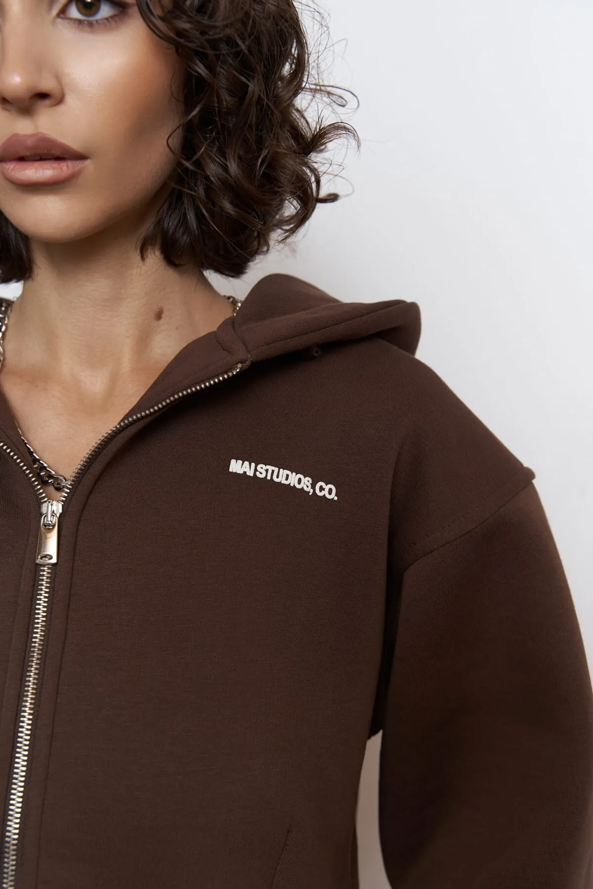 MAİ COLLECTİON  Studios Crop Brown-Trainingsanzug-Set