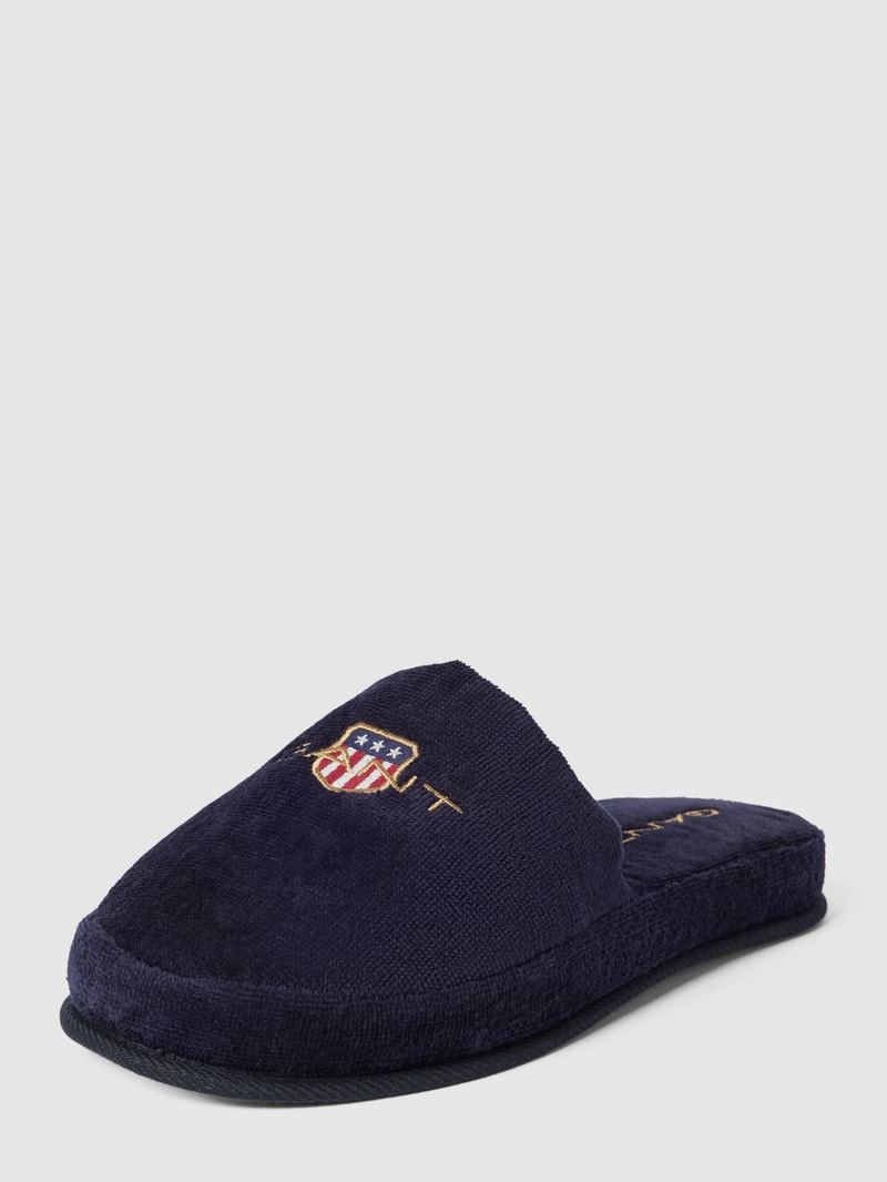 Hausschuhe mit Label-Stitching in marineblau