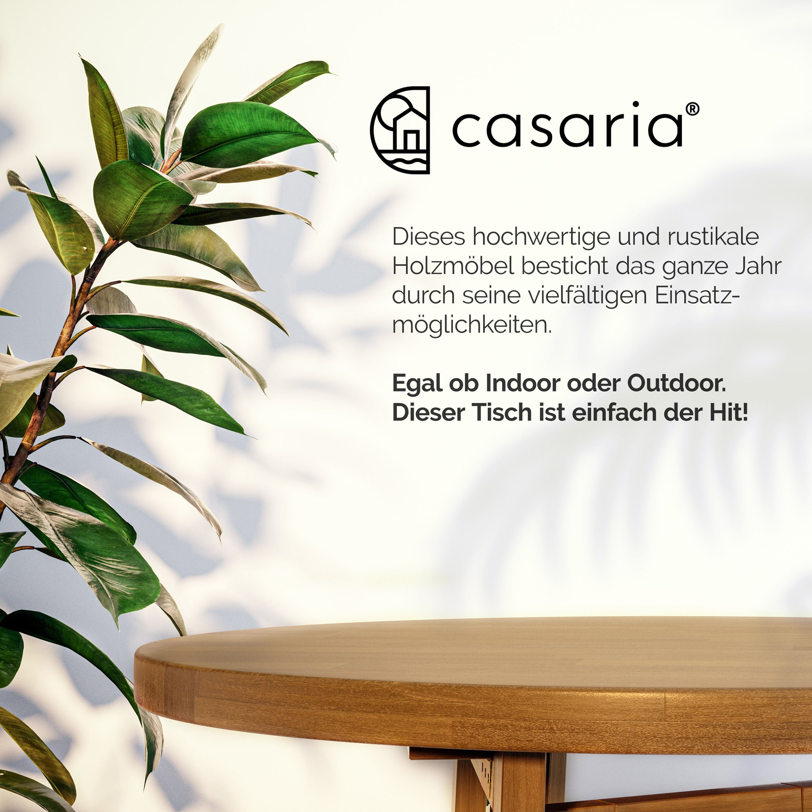 Casaria Stehtisch Akazie (1-St), Holz Klappbar 110cm Hoch Ø78 cm Rund Massiv Rustikal Indoor Outdoor