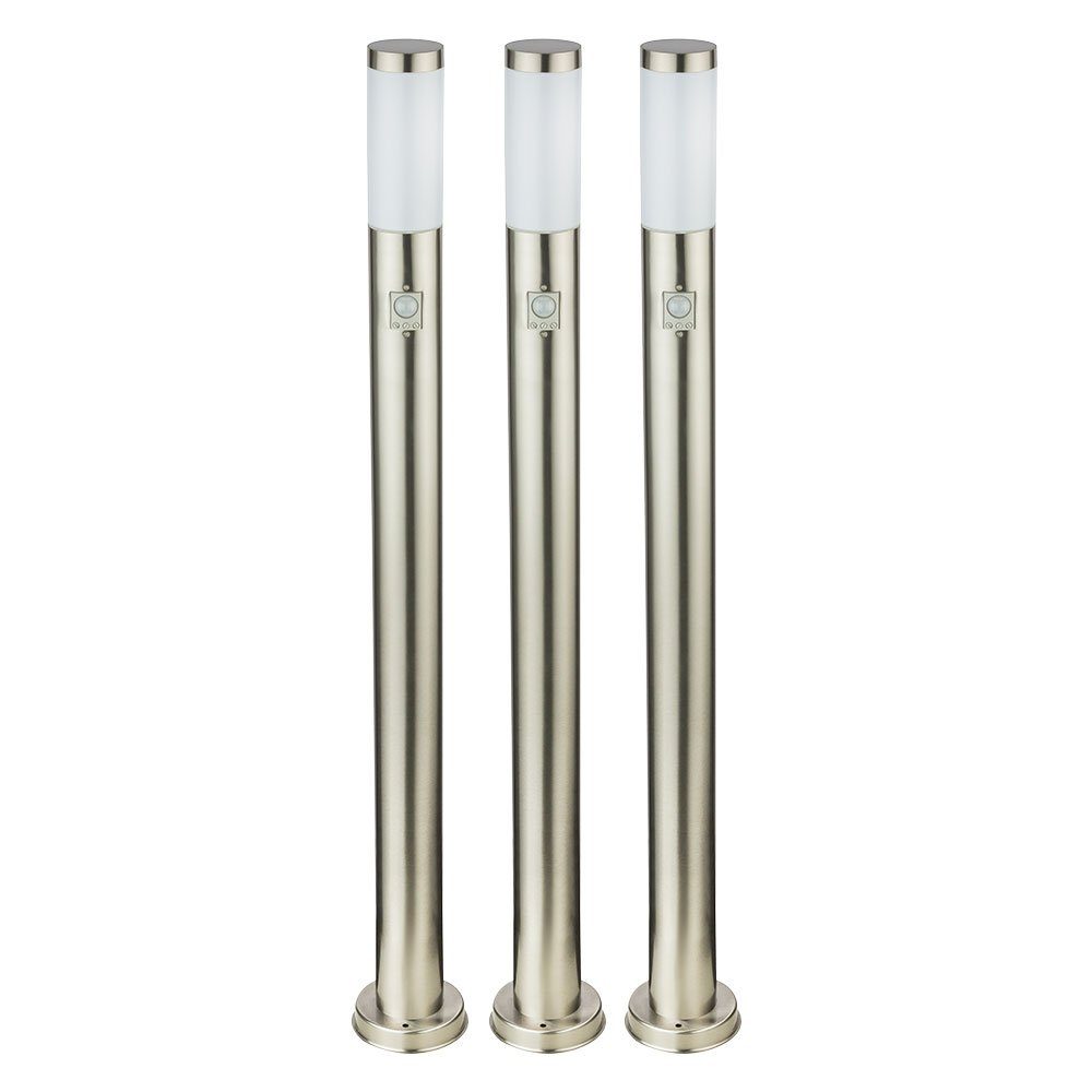 etc-shop Sockelleuchten, Leuchtmittel nicht inklusive, 3x Außen Steh Lampen Edelstahl Terrassen Strahler Park Leuchten