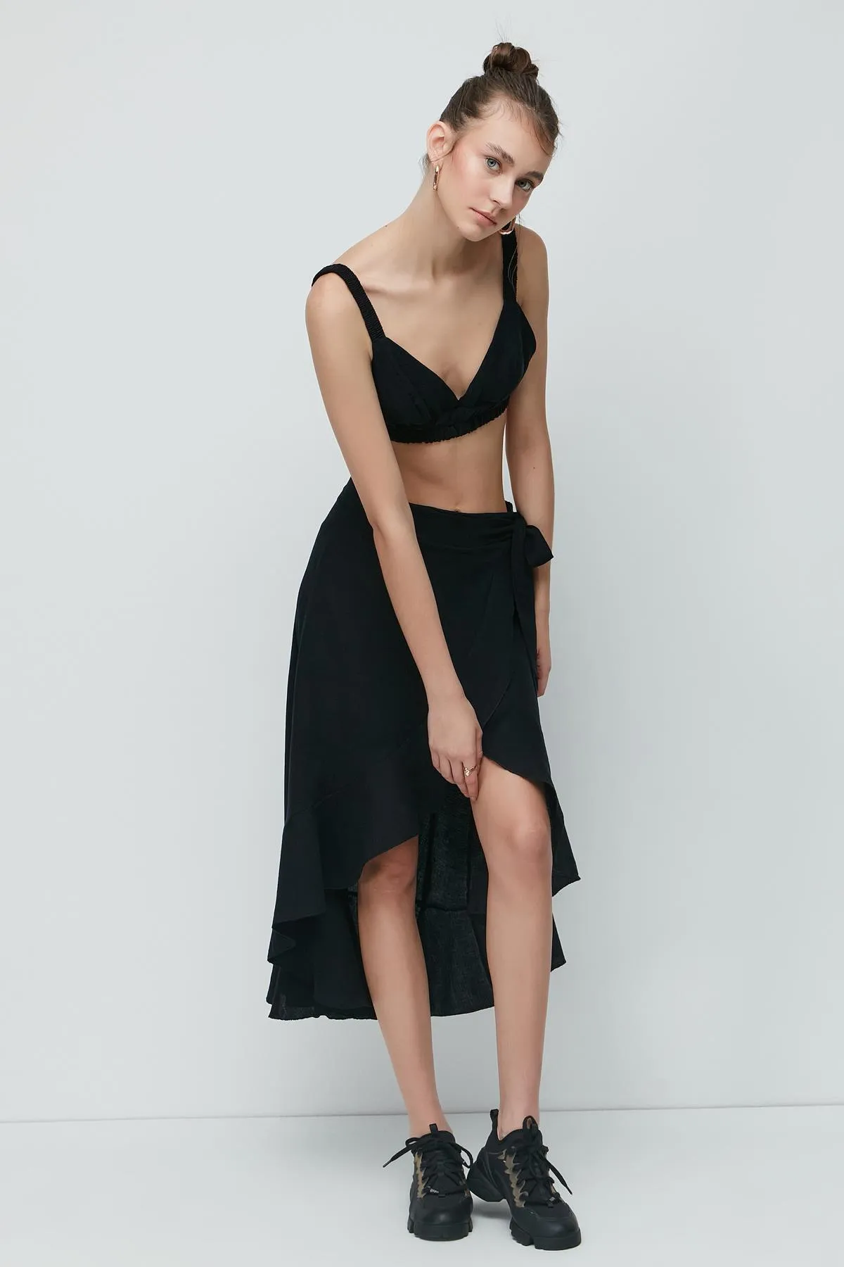 C&City  Bralette-Rock-Set aus Bio-Baumwoll-Musselin 9126 Schwarz