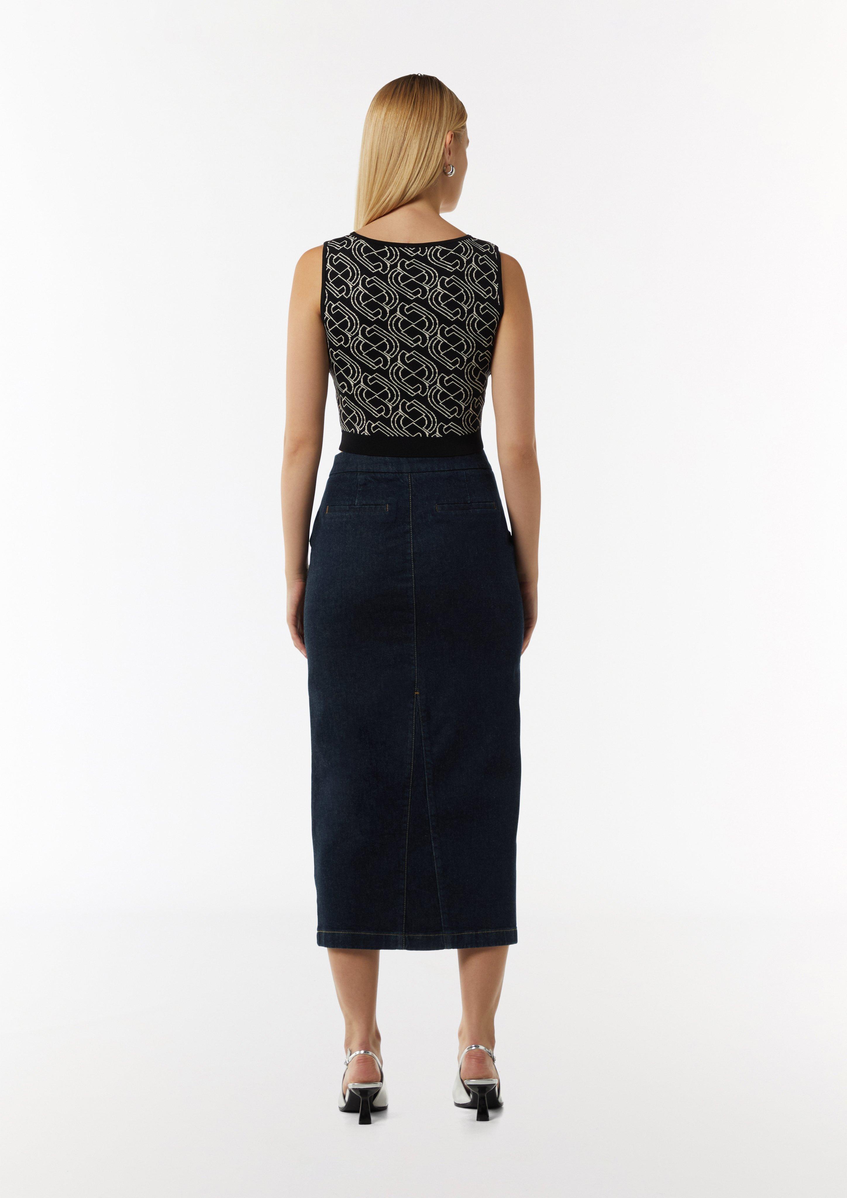 Schmal geschnittener Denimrock mit dunkler Waschung - navy