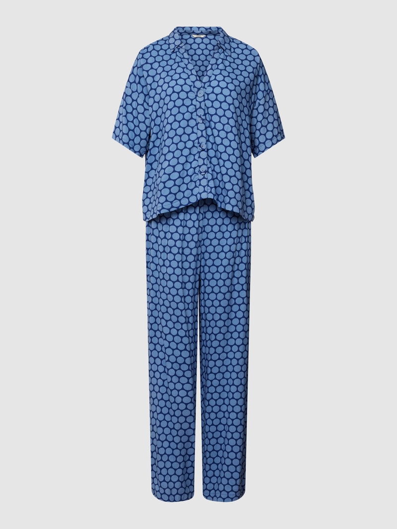Pyjama aus reiner Viskose mit Allover-Muster in marineblau