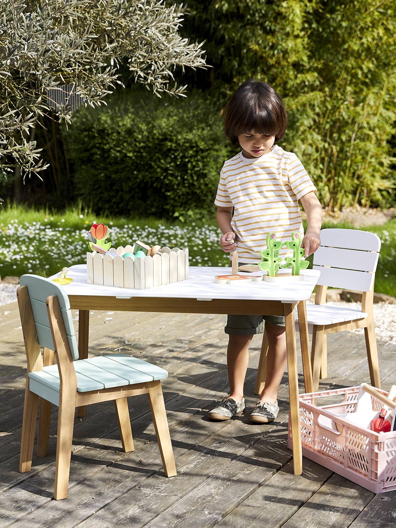 Vertbaudet Kinder Spieltisch TROPICOOL, innen/außen - weiß/natur