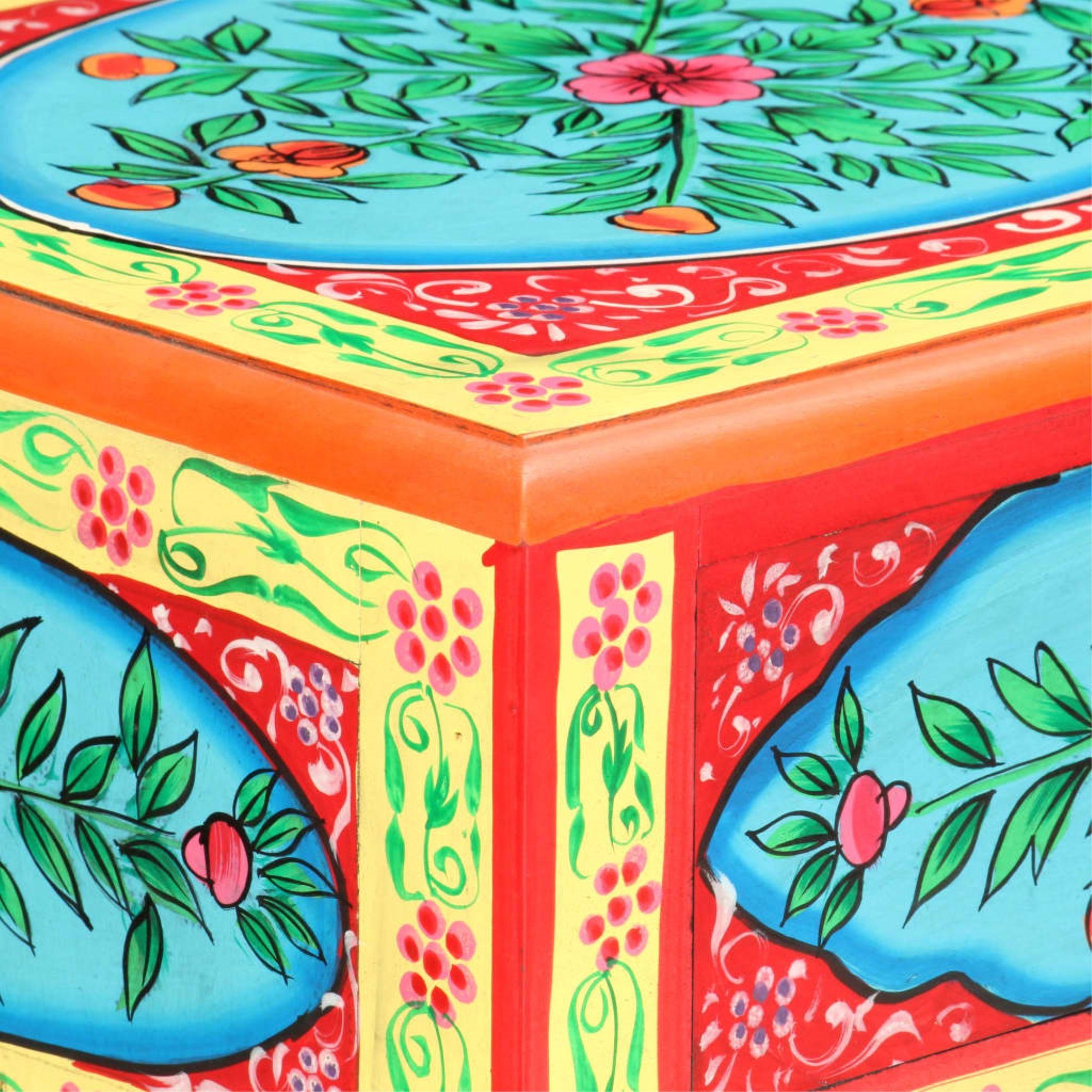 DOTMALL Tischsitz Handbemalter Konsolentisch 80x35x75 cm, massive Mango