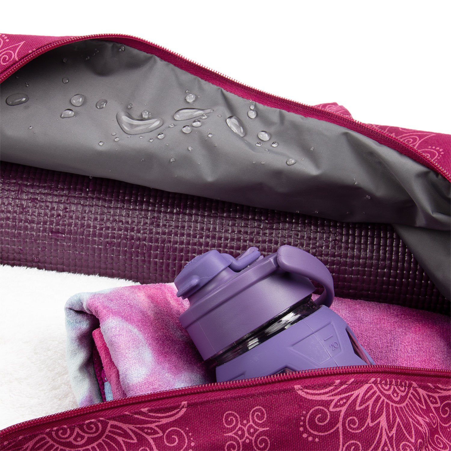 bodhi Yogatasche Maharaja Collection: Gemusterte Hot Yoga Bag Lotus, berry