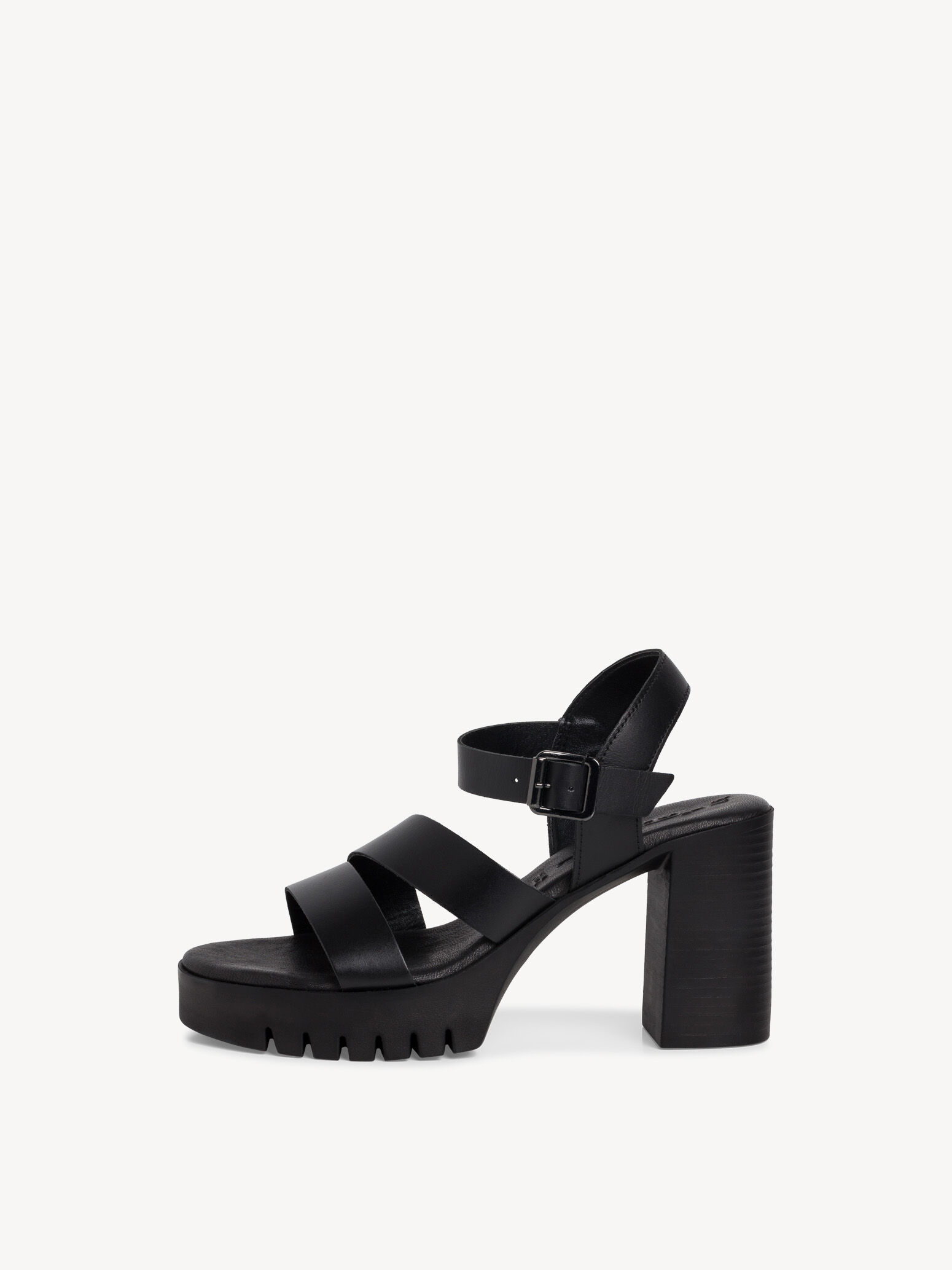 Sandale à talon en cuir - noir