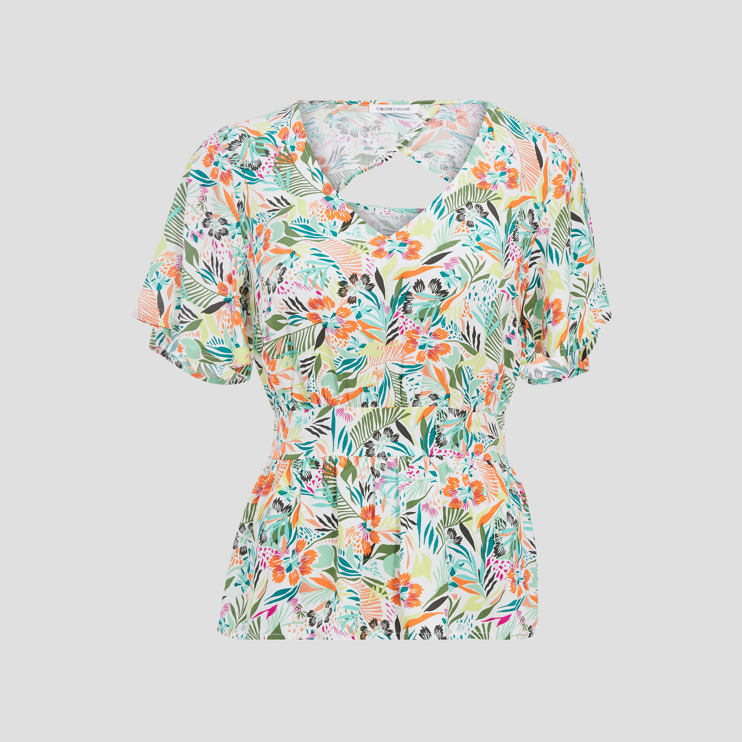 Blouse avec manches courtes blanc femme | Cache Cache