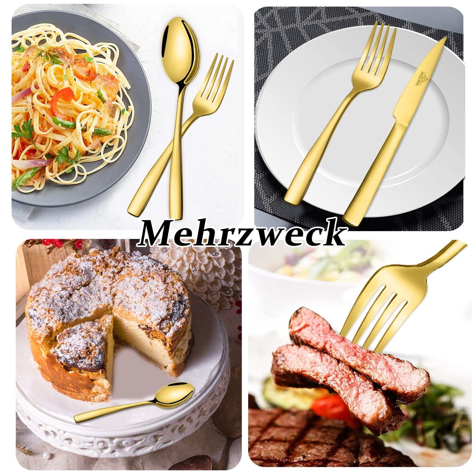 LB LICHTENBERG Besteck-Set 72 teilig Essbesteck Set Für 12 Personen, 18/10 Edelstahl, glänzend, inkl. Messer, Gabel, Löffel, Teelöffel Essbesteck, Spülmaschinenfest