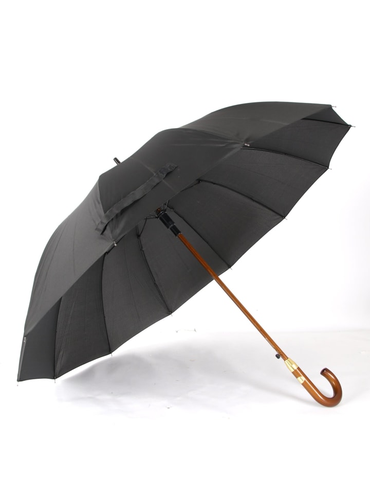 COFI 1453 Holzstockschirm ergomoischer hochwertiger Stockschirm in Schwarz in Schwarz günstig kaufen 116