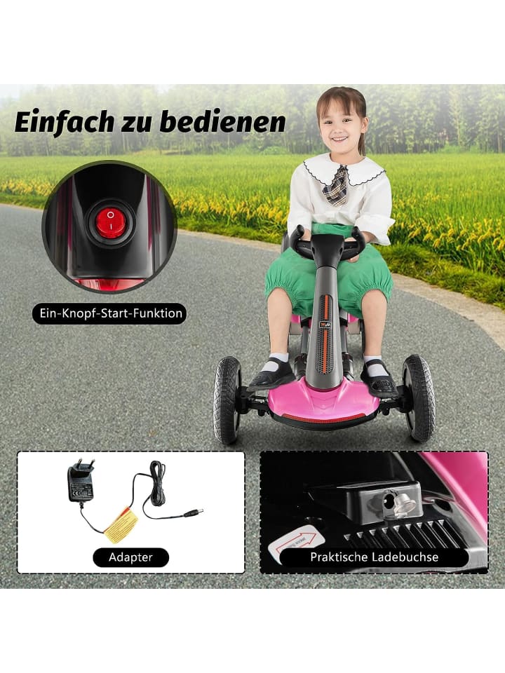 COSTWAY 12V Elektro Gokart LED ab 2 Jahre in Rosa günstig kaufen 50 x 85 cm