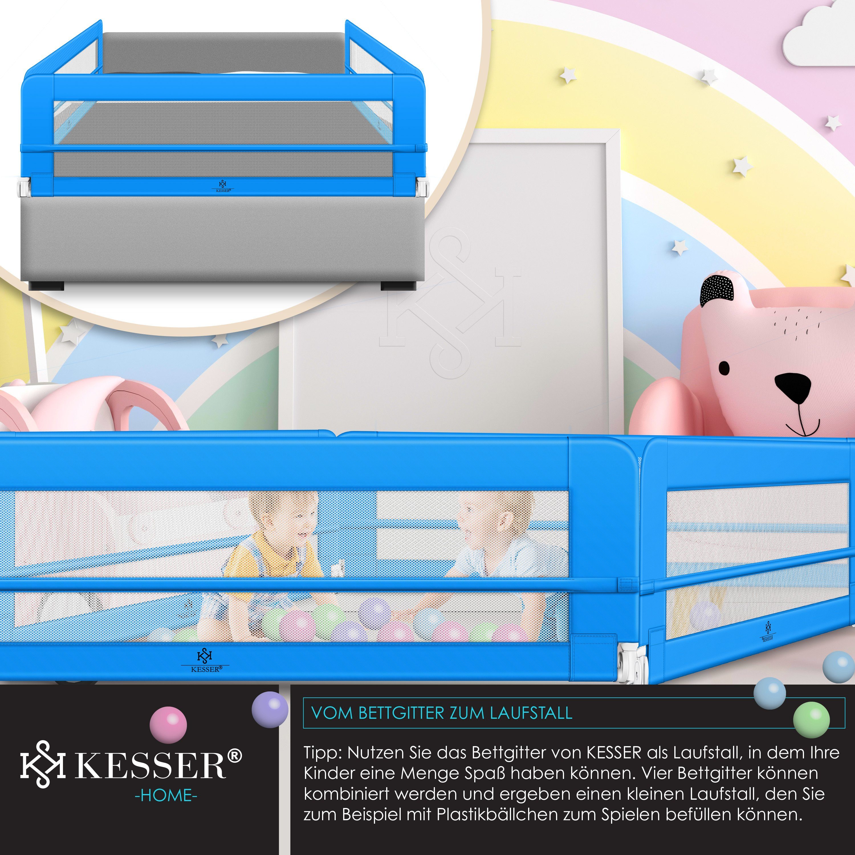 KESSER Bettschutzgitter, Bettgitter Bettschutzgitter Kinderbettgitter für Kinder Baby