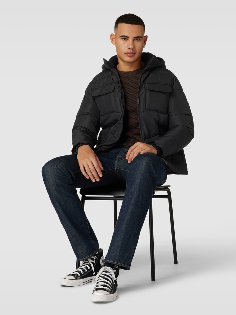 Steppjacke mit Kapuze Modell 'MASON' in schwarz