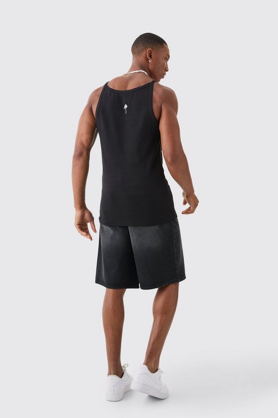 Geripptes Slim-Fit Tanktop mit geradem Ausschnitt
