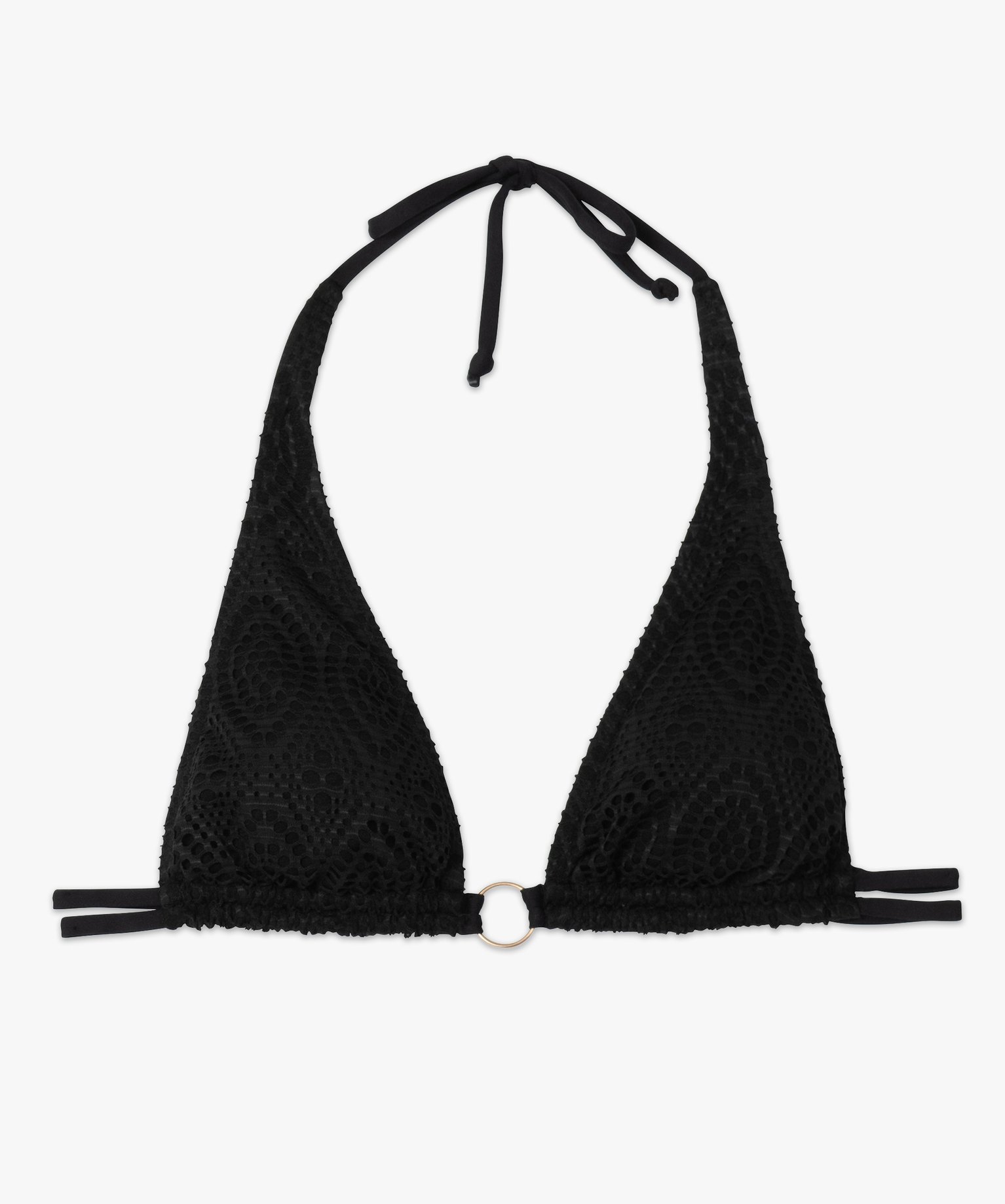 Haut de maillot de bain femme forme triangle en maille ajourée noir | GEMO