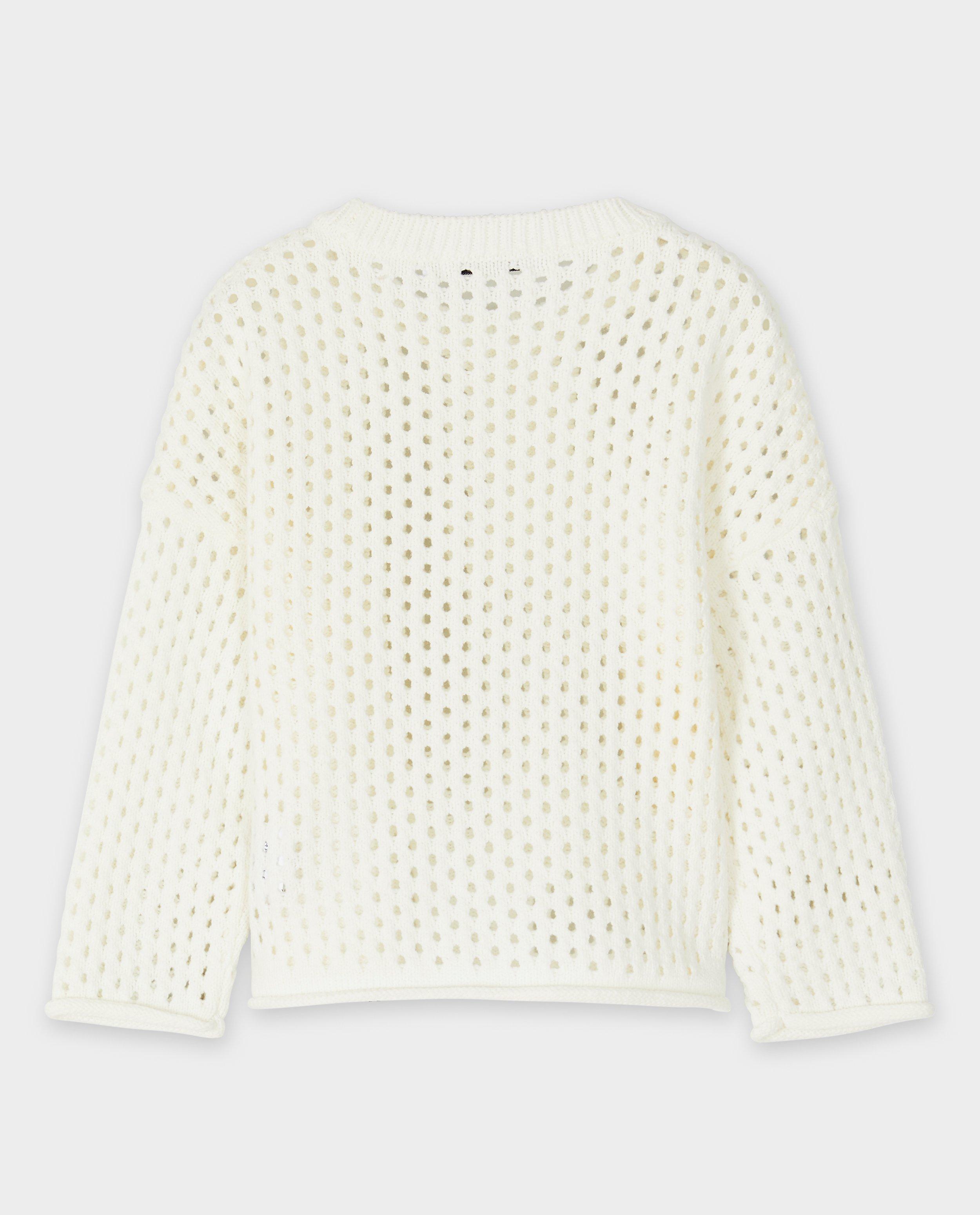 Pulover croșetat alb Hampton Bays cu broderie