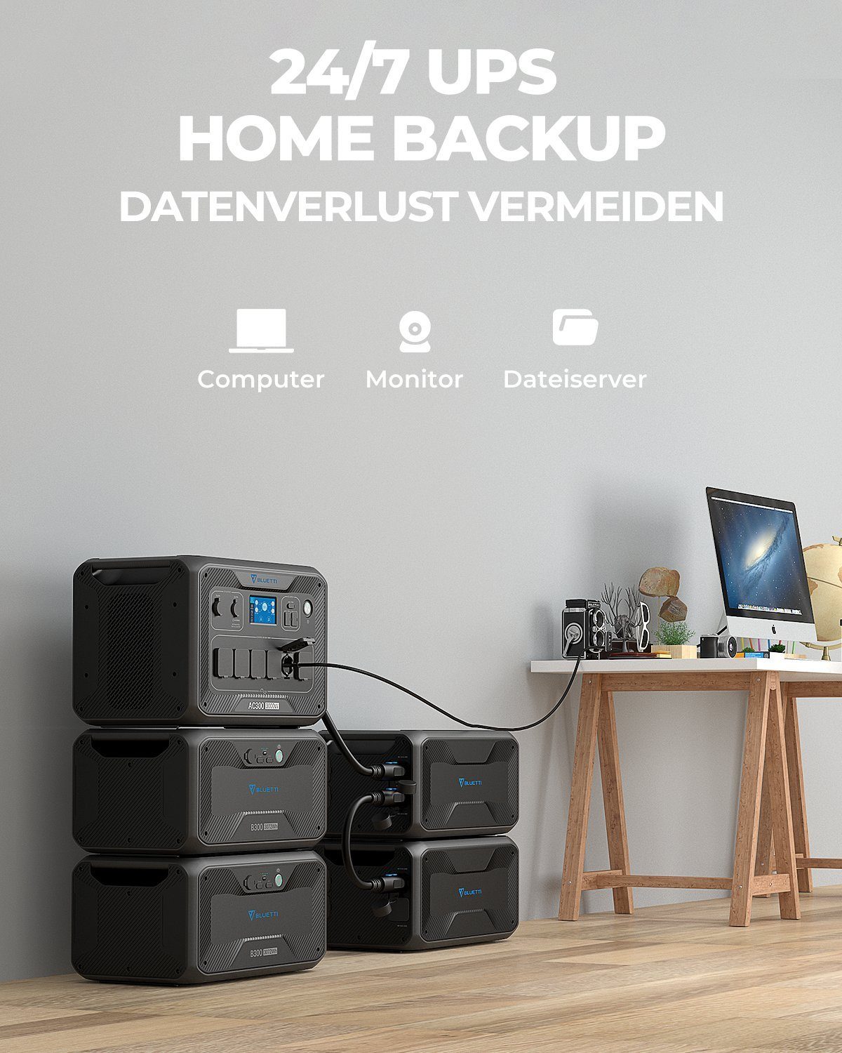 BLUETTI Stromerzeuger AC300+B300, (1-tlg), 3072 Wh LiFePO4 Batterie-Backup