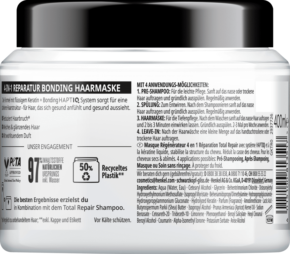 Haarmaske 4in1 Total Repair, 400 ml