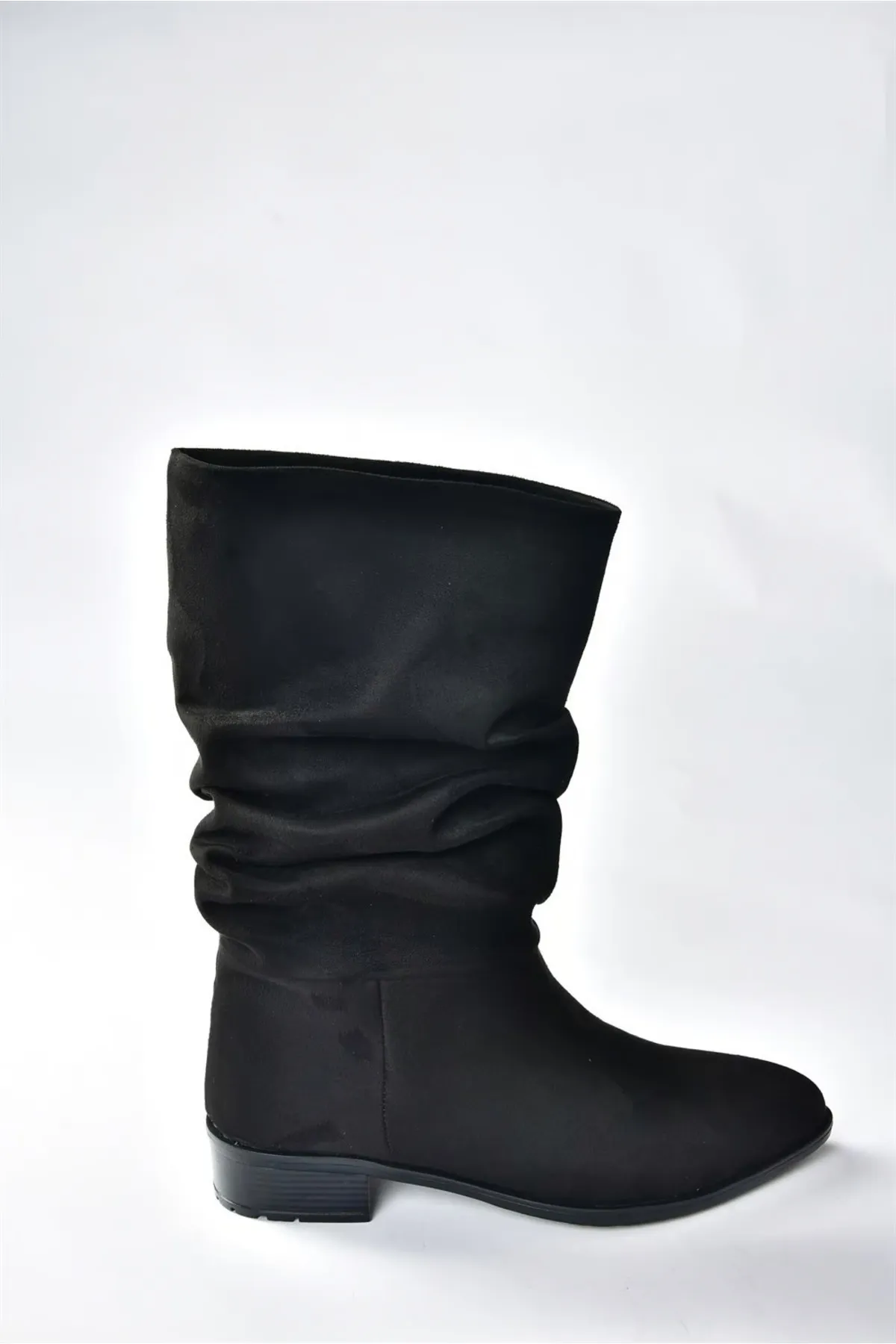 Fox Shoes  Tägliche Damenstiefel aus schwarzem Wildleder mit Kordelzug N726602102