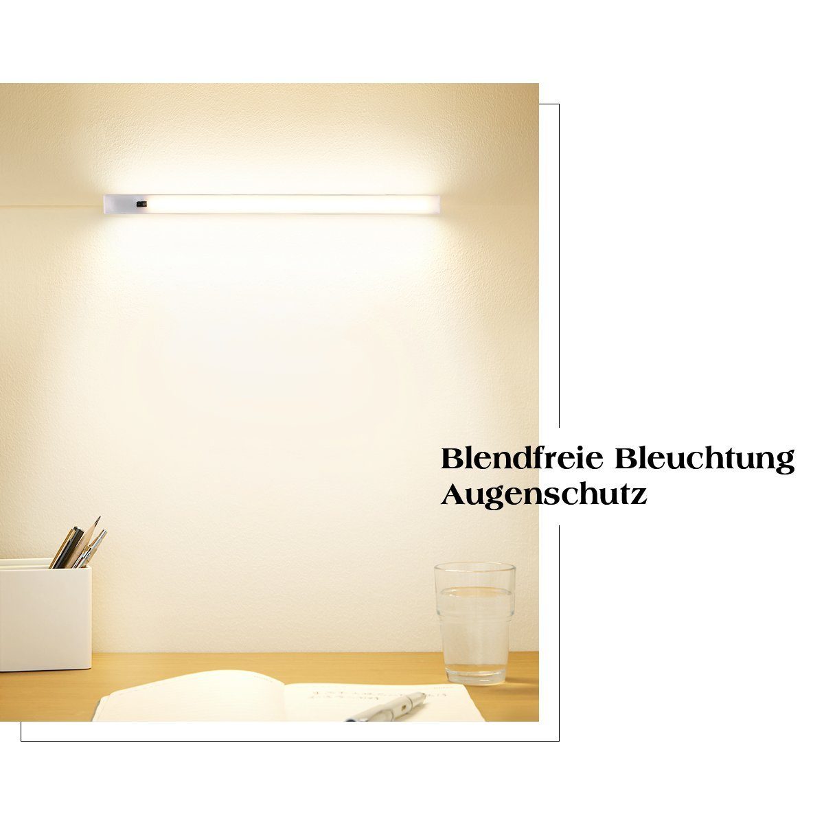 iscooter LED Unterbauleuchte Küchenlampe Schranklicht Nachtlicht mit Hand Bewegungssensor, 230V, LED fest integriert, Warmweiß, Kaltweiß, LED Unterbauleuchte, LED Sensor Licht Schrankleuchten, Für Schrank
