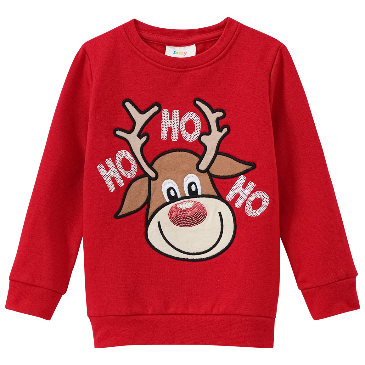 Mädchen Weihnachtssweatshirt mit Applikation rot