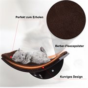 PawHut Katzenliege Katzen Wandliege Katzenbett Katzenregal Wandmontage Plüschauflage MDF Braun 41 x 28 x 21 cm